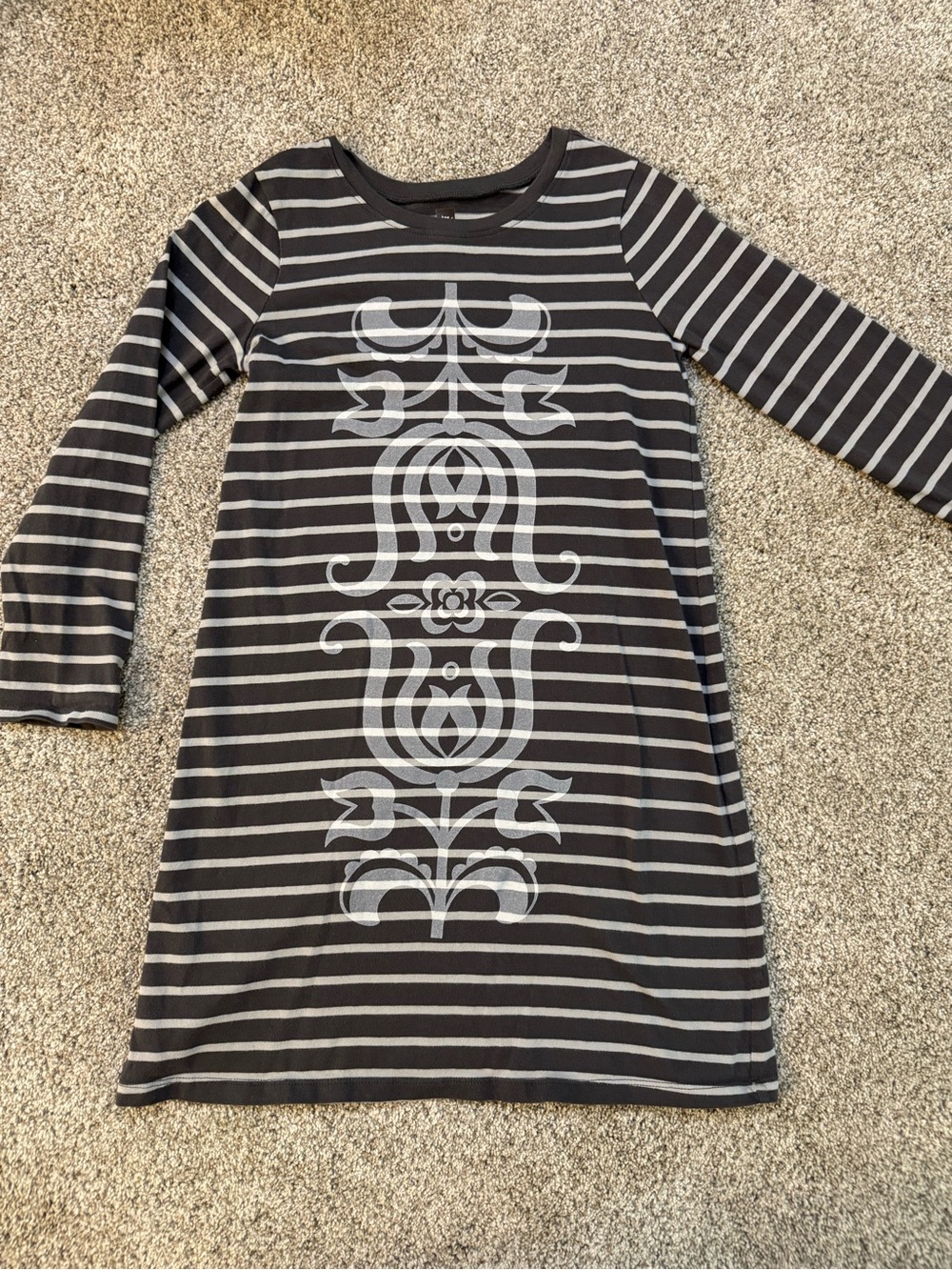 Tea Collection Gray & Light Gray Striped Dress Size 7
